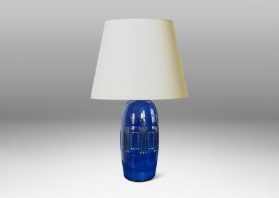  L Hjorth Keramik Large Table Lamp in saturated Blue Glaze by L Hjorth