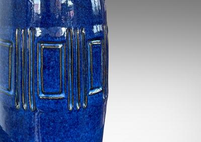  L Hjorth Keramik Large Table Lamp in saturated Blue Glaze by L Hjorth