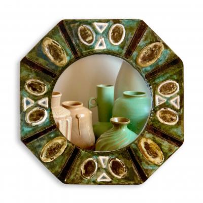  LES POTIERS D ACCOLAY Primitivistic Deco Style Mirror by the Potiers dAccolay