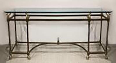  La Barge American Mid 20th Century Hollywood Regency Brass Console Table