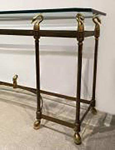  La Barge American Mid 20th Century Hollywood Regency Brass Console Table