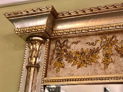  La Barge Italian Console Mirror Having Silver Leaf Eglomise Design by LaBarge