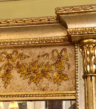  La Barge Italian Console Mirror Having Silver Leaf Eglomise Design by LaBarge