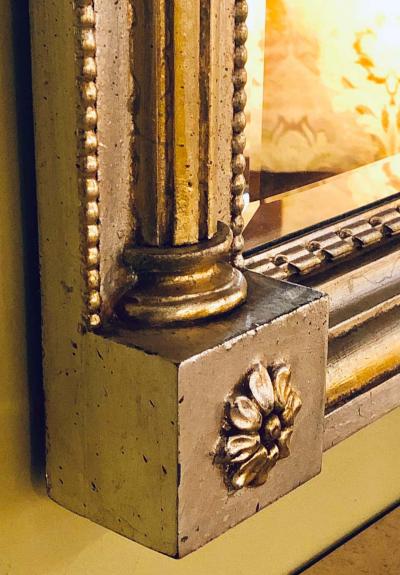  La Barge Italian Console Mirror Having Silver Leaf Eglomise Design by LaBarge