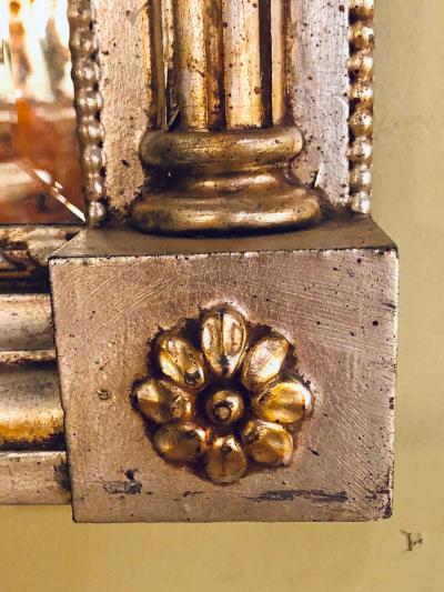  La Barge Italian Console Mirror Having Silver Leaf Eglomise Design by LaBarge