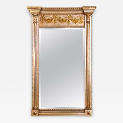  La Barge Italian Console Mirror Having Silver Leaf Eglomise Design by LaBarge