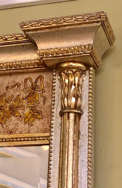  La Barge Italian Console Mirror Having Silver Leaf Eglomise Design by LaBarge