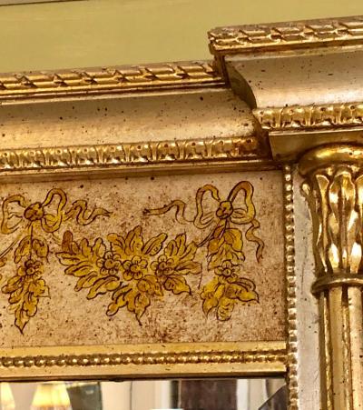  La Barge Italian Console Mirror Having Silver Leaf Eglomise Design by LaBarge