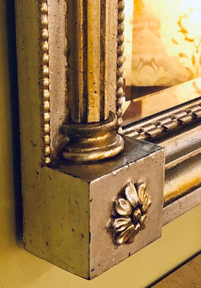  La Barge Italian Console Mirror Having Silver Leaf Eglomise Design by LaBarge