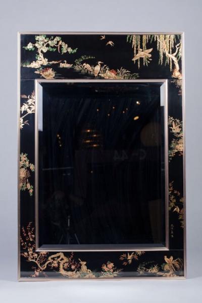 La Barge La Barge Black Chinoiserie Mirror