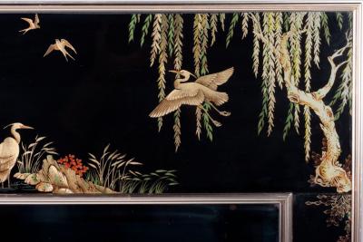  La Barge La Barge Black Chinoiserie Mirror
