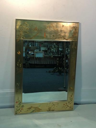  La Barge La Barge Hand Painted Gold Leaf Eglomise Mirror