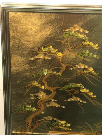 La Barge La Barge Hand Painted Gold Leaf Eglomise Mirror