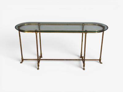  La Barge LaBarge German Modern Console Table Brass Glass Germany 1970s