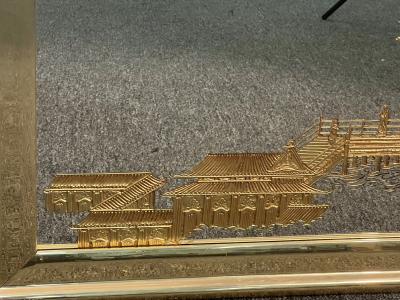  La Barge MODERN CHINOISERIE GOLD DECORATED MIRROR BY LA BARGE