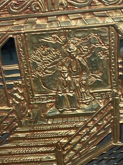  La Barge MODERN CHINOISERIE GOLD DECORATED MIRROR BY LA BARGE