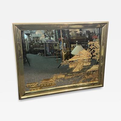  La Barge MODERN CHINOISERIE GOLD DECORATED MIRROR BY LA BARGE
