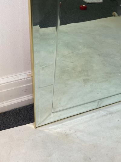  La Barge MONUMENTAL MODERN BRASS FRAMED ENGRAVED MIRROR BY LA BARGE