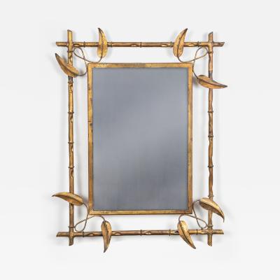  La Barge Mid Century La Barge Faux Bamboo Metal Mirror