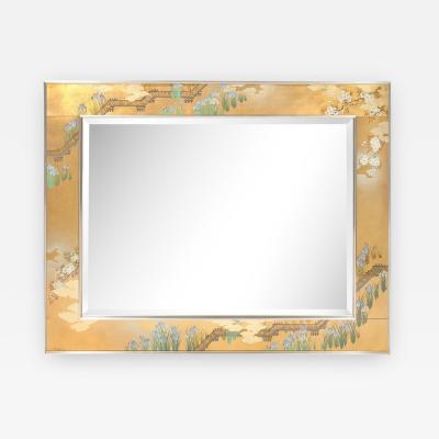  La Barge Mid Century Modern Gilded Neoclassical Chinoiserie Mirror Signed by La Barge