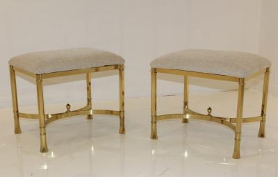  La Barge Mid Century Modern Italian Brass Ottomans