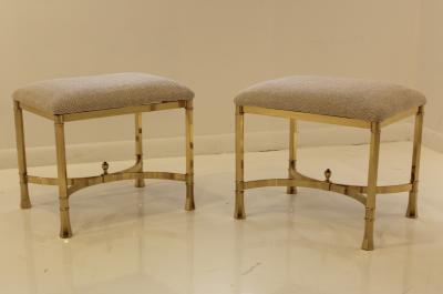  La Barge Mid Century Modern Italian Brass Ottomans