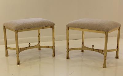  La Barge Mid Century Modern Italian Brass Ottomans