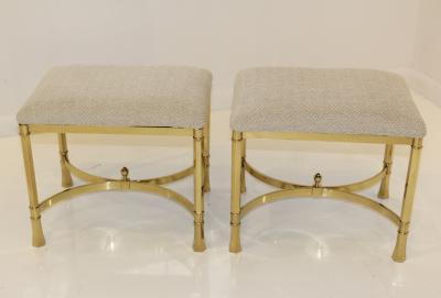  La Barge Mid Century Modern Italian Brass Ottomans