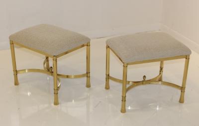  La Barge Mid Century Modern Italian Brass Ottomans