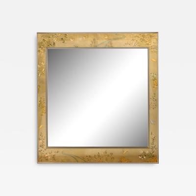 La Barge Mid Century Modern Large Scale Hand Painted Églomisé Chinoiserie Mirror Mid Century Modern Large Scale La Barge, La Barge Mirrors