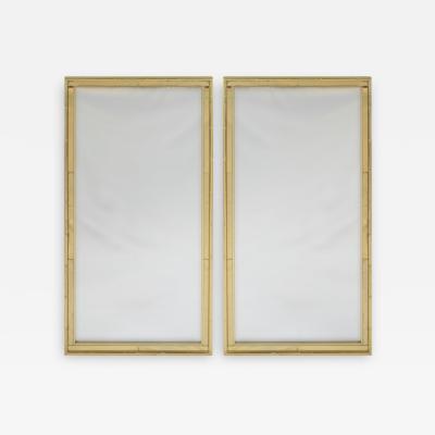  La Barge Pair of Faux Bamboo Gilt and Mirrored Frame Mirrors