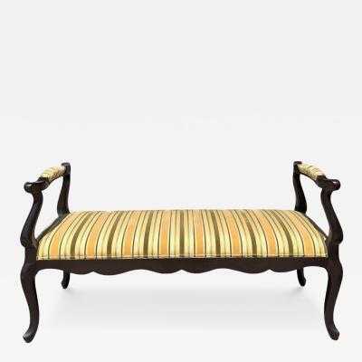  La Maison Pierre Frey 18th C Style Italian Black Lacquered Silk Cut Velvet Upholstered Bench