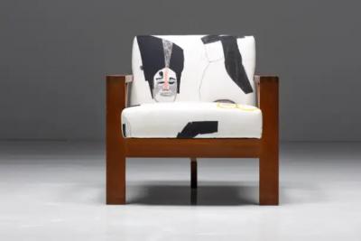  La Maison Pierre Frey Dutch Modernist Chair in Pierre Frey Fabric 1960s