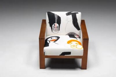  La Maison Pierre Frey Dutch Modernist Chair in Pierre Frey Fabric 1960s