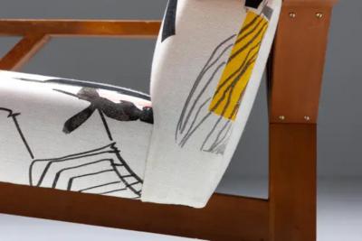  La Maison Pierre Frey Dutch Modernist Chair in Pierre Frey Fabric 1960s