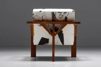  La Maison Pierre Frey Dutch Modernist Chair in Pierre Frey Fabric 1960s
