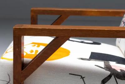  La Maison Pierre Frey Dutch Modernist Chair in Pierre Frey Fabric 1960s