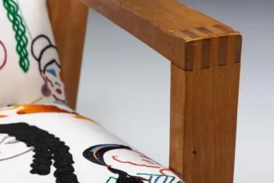  La Maison Pierre Frey Dutch Modernist Chair in Pierre Frey Fabric 1960s