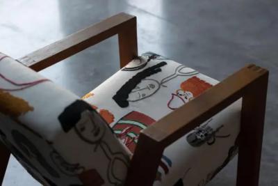  La Maison Pierre Frey Dutch Modernist Chairs in Pierre Frey Fabric 1960s