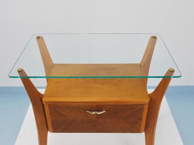  La Permanente Mobili Cant Gio Ponti Maple Walnut Nightstand Table La Permanente Mobili Cant 1940s