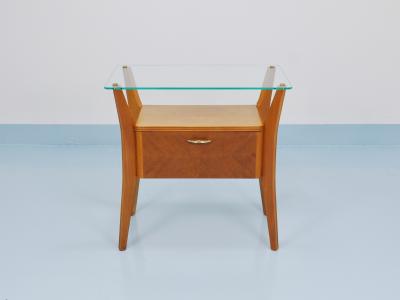  La Permanente Mobili Cant Gio Ponti Maple Walnut Nightstand Table La Permanente Mobili Cant 1940s