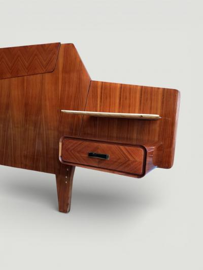  La Permanente Mobili Cant Italian Midcentury Bed Frame attributed to La Permanente Mobili 1950s
