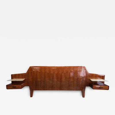 La Permanente Mobili Cant Italian Midcentury Bed Frame attributed to La Permanente Mobili 1950s