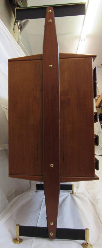  La Permanente Mobili Cant Midcentury Italian Teak and Bronze Four Cabinet Sideboard Suspended Glass 1960