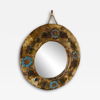  La Roue Vallauris Ceramic Mirror by La Roue Vallauris France 1960s