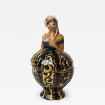  La Salamandra La Salamandra Perugia Art Deco Ceramic Covered Jar by Emma Bozzani 1925 Italy