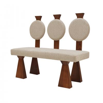  La Studio Contemporary Bench in Primitivist Style Solid Oak and Wool Boucl Italy