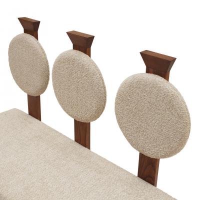  La Studio Contemporary Bench in Primitivist Style Solid Oak and Wool Boucl Italy