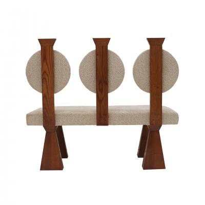  La Studio Contemporary Bench in Primitivist Style Solid Oak and Wool Boucl Italy