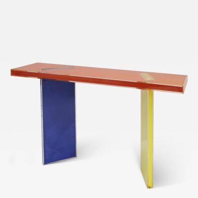  La Studio Contemporary Orange Yellow Blue in Plexiglass Console Designed by L A Studio